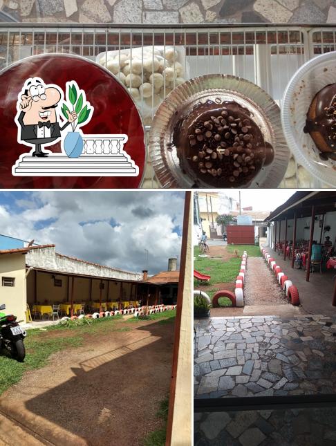 A ilustração da exterior e sobremesa a Restaurante Varanda