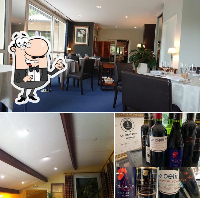 The restaurant's interior and alcohol