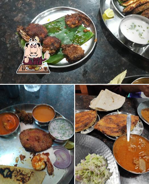Meat meals are available at Hotel Chaitanya