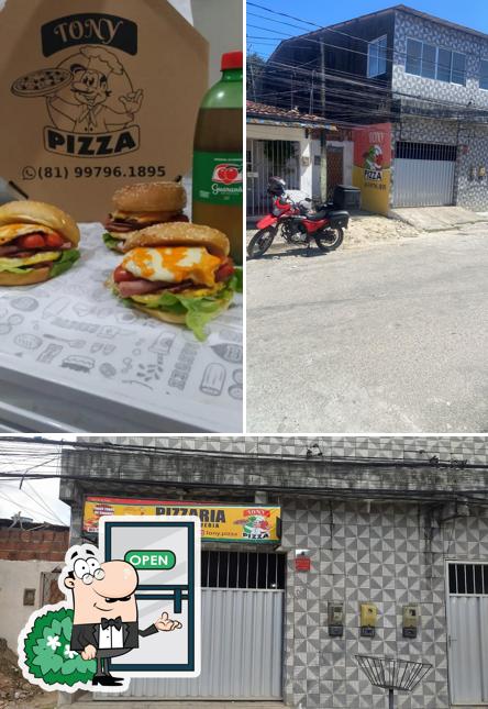 Entre diferentes coisas, exterior e cidadãos podem ser encontrados a Tony pizza