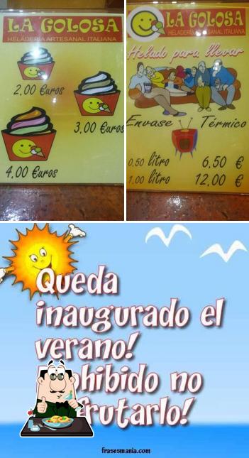 Take a look at the photo showing food and exterior at Heladería La Golosa