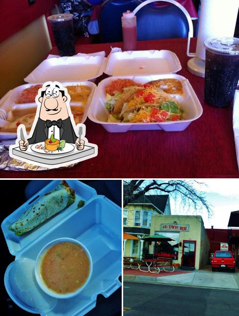 Observa las fotos que muestran comida y interior en El Taco Rey