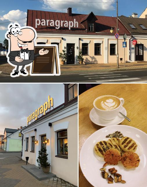 This is the picture showing exterior and food at Paragraph coffee