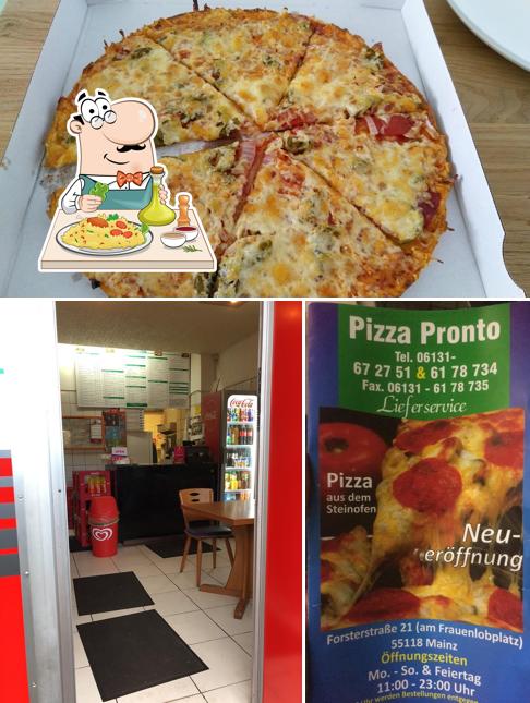 Изображение, на котором видны еда и внутреннее оформление в Pizza Pronto Mainz