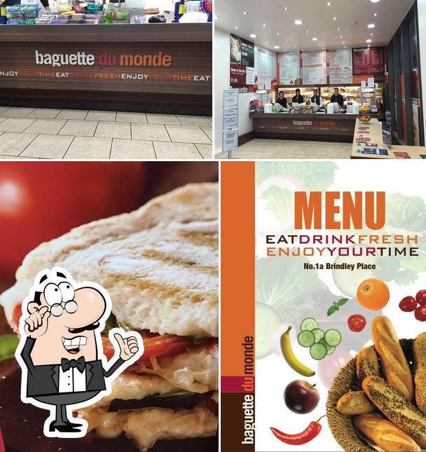 Take a look at the image displaying interior and food at Baguette Du Monde