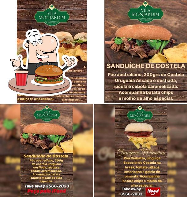Experimente um hambúrguer no Vila Monjardim Costelaria e Botequim
