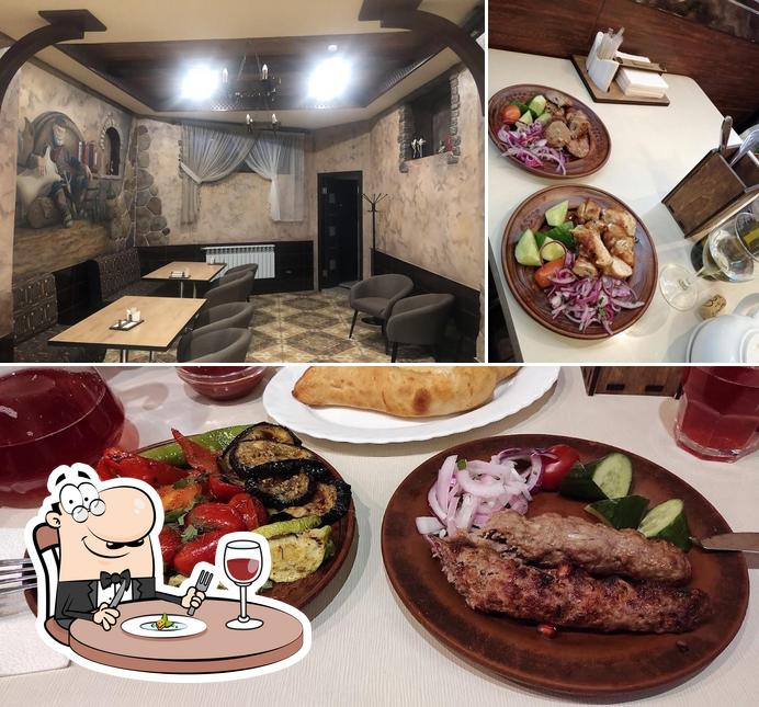 Take a look at the picture depicting food and interior at Khachapurnaya