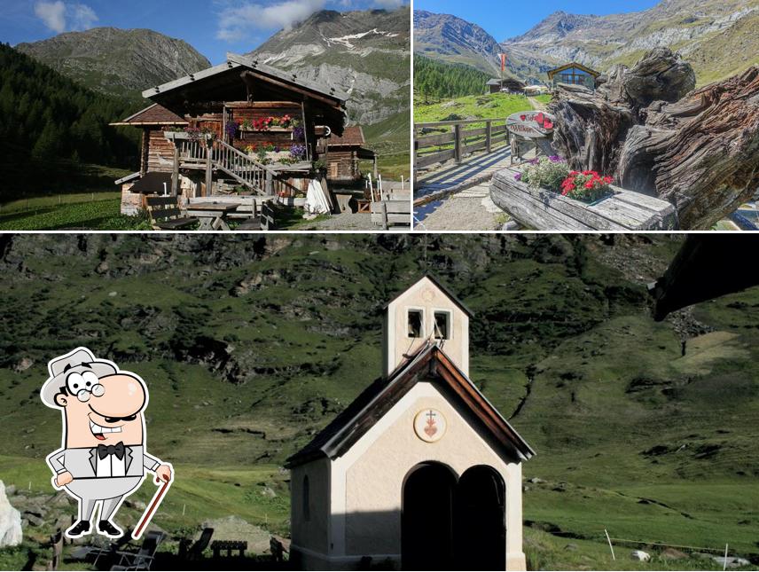 Goditi la vista dall'area esterna di Lazinser Hof Gasthaus in Pfelders
