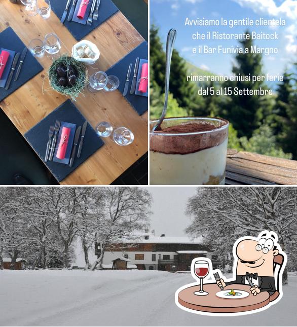 Guarda la immagine che presenta la cibo e esterno di Albergo Ristorante Baitock