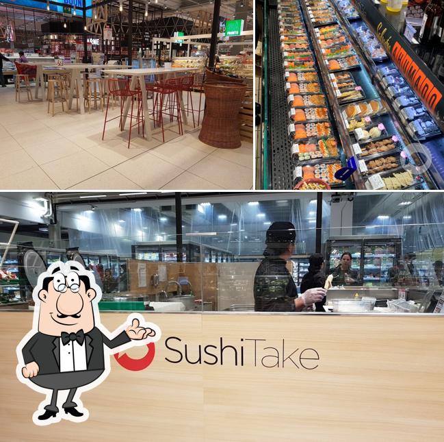 Questa è la immagine che raffigura la interni e cibo di Sushi Take