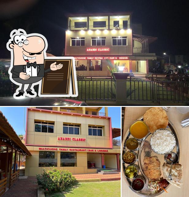 Among various things one can find exterior and alcohol at Anandi Classic Multicusine A/C Family Restaurant / Bar & A/C Rooms