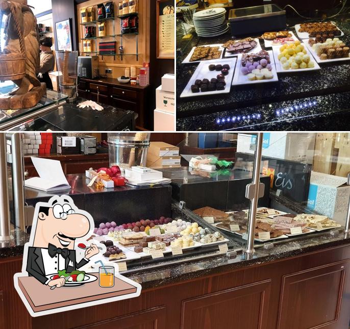 Take a look at the image showing food and interior at Diba Chocolat