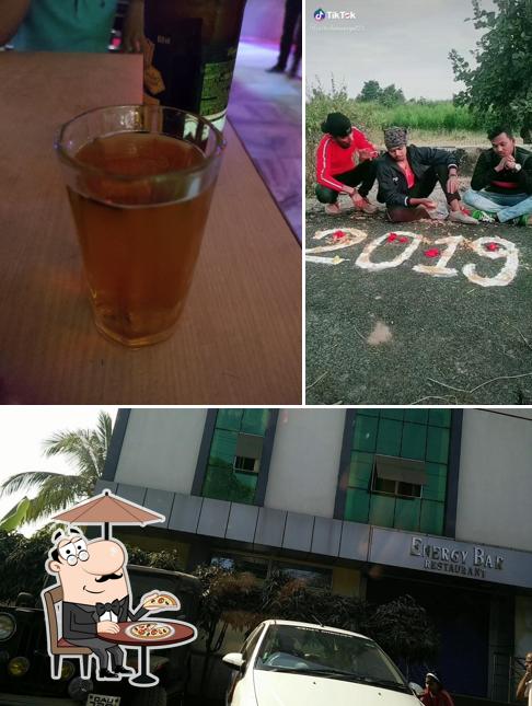 Energy bar is distinguished by exterior and beer