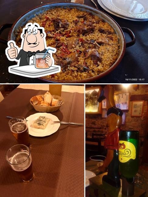 The image of drink and food at Casa Alfonso Cocina casera Asturiana