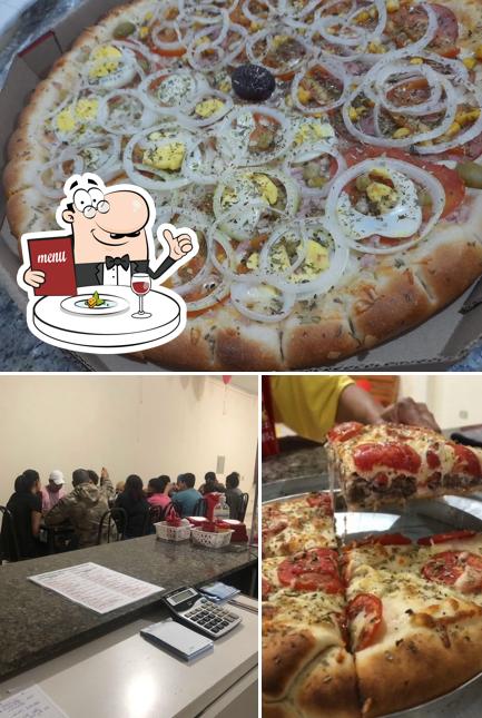 A imagem da comida e interior no Montanha Pizzas