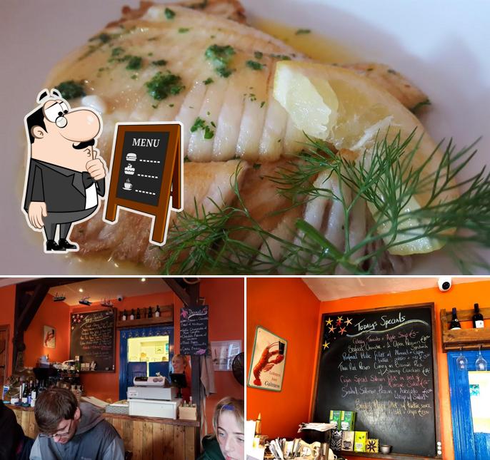 The photo of Fish Kitchen’s blackboard and food