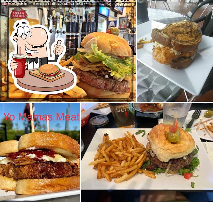 Order one of the burgers served at Fat Katz Sports Bistro