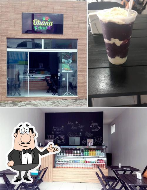 Confira a foto mostrando interior e comida no Ohana Açaí