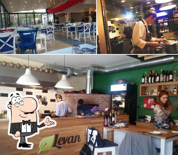 Take a look at the picture depicting interior and bar counter at Levan