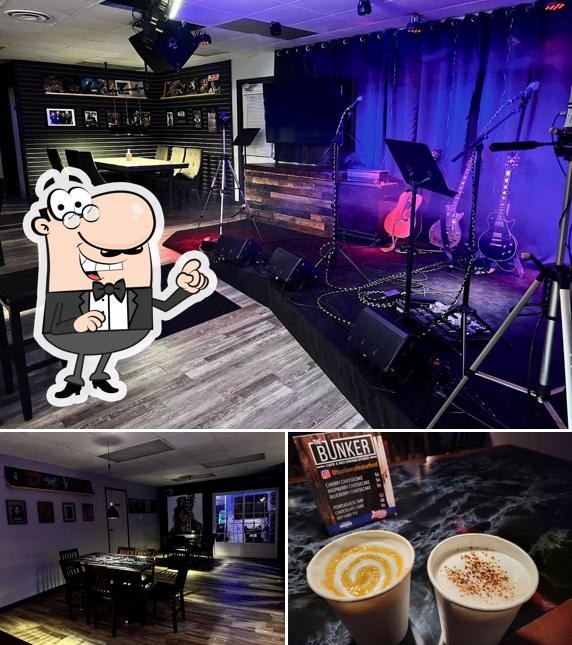 Voici la photo représentant la intérieur et boisson sur Bunker Performance Lounge and Cafe