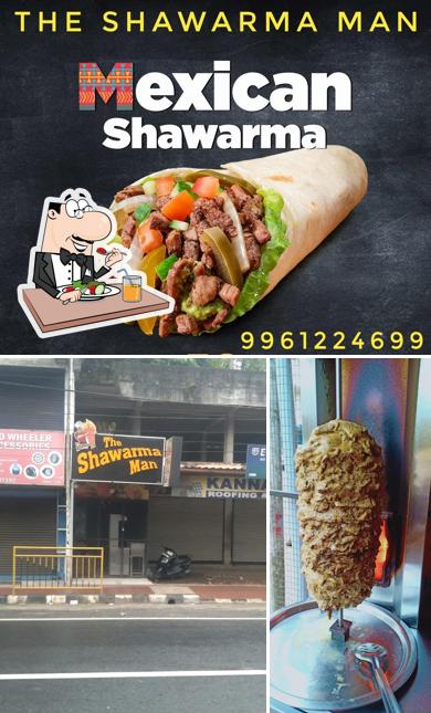 Take a look at the photo displaying food and exterior at The Shawarma Man