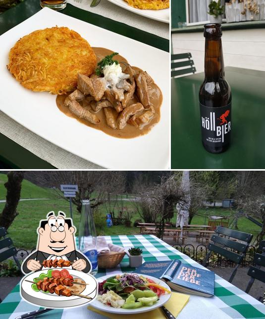 Questa è la foto che presenta la cibo e birra di Restaurant Höllgrotten