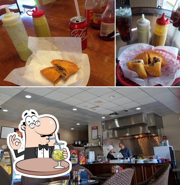 Take a look at the picture depicting drink and interior at Prime Empanada & Catering