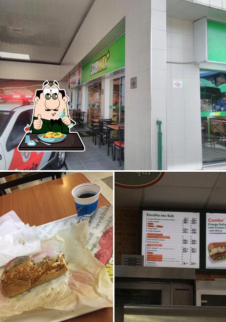 A imagem da comida e exterior no Subway