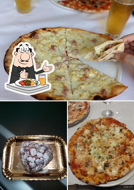 Questa è la immagine che mostra la cibo e esterno di Pizzeria Del Cucu' Di Cuculli Silvia