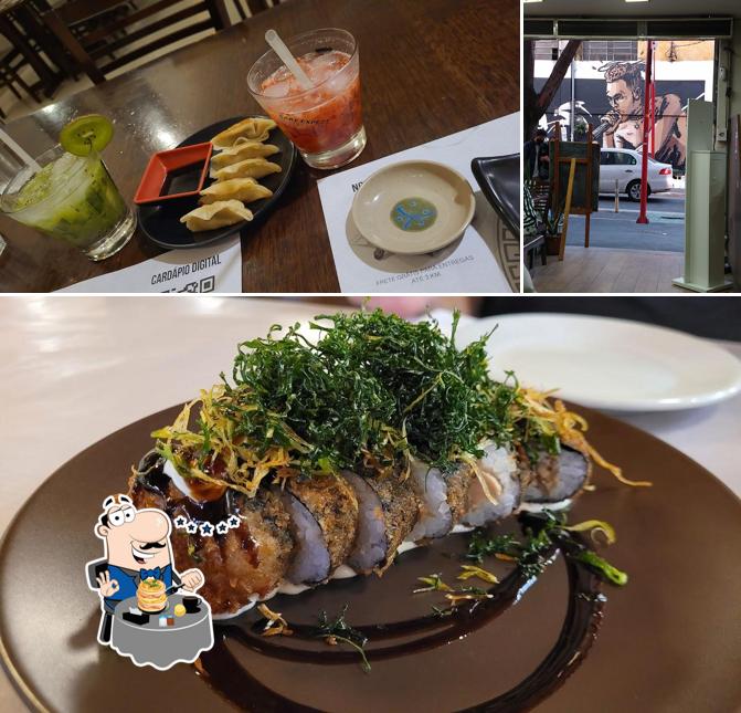 A imagem da comida e exterior no Restaurante Banri