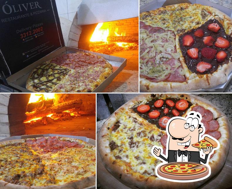 Escolha pizza no Óliver Restaurante e Pizzaria