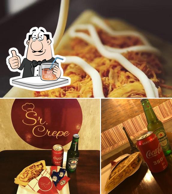 A ilustração do Sr.Crepe’s bebida e comida