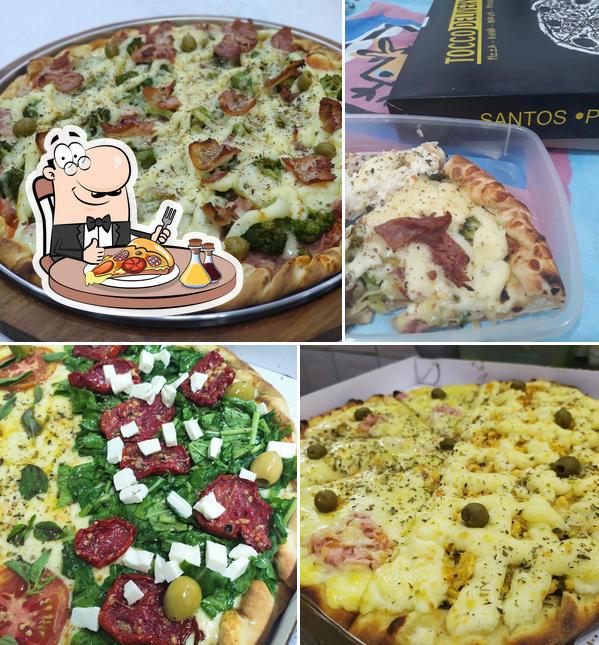 Escolha pizza no Tocco Pizza Chicken - Santos Pizzaria Frango no Balde Beirute Porções