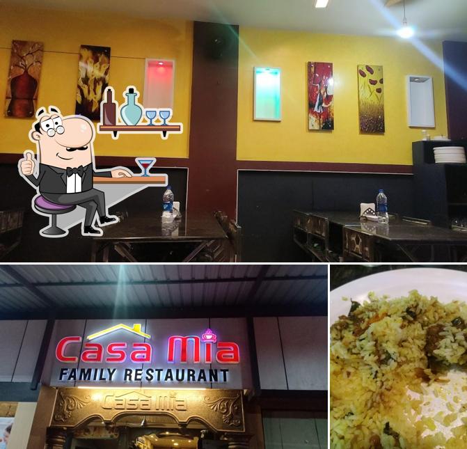 The restaurant's interior and food
