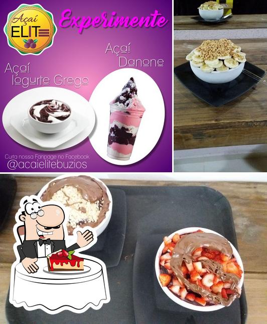 Açai Elite serve uma seleção de sobremesas