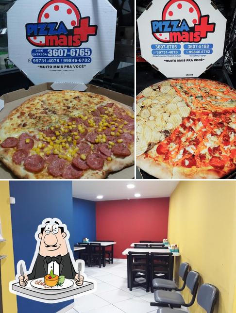 Esta é a imagem mostrando comida e interior no PIZZA MAIS