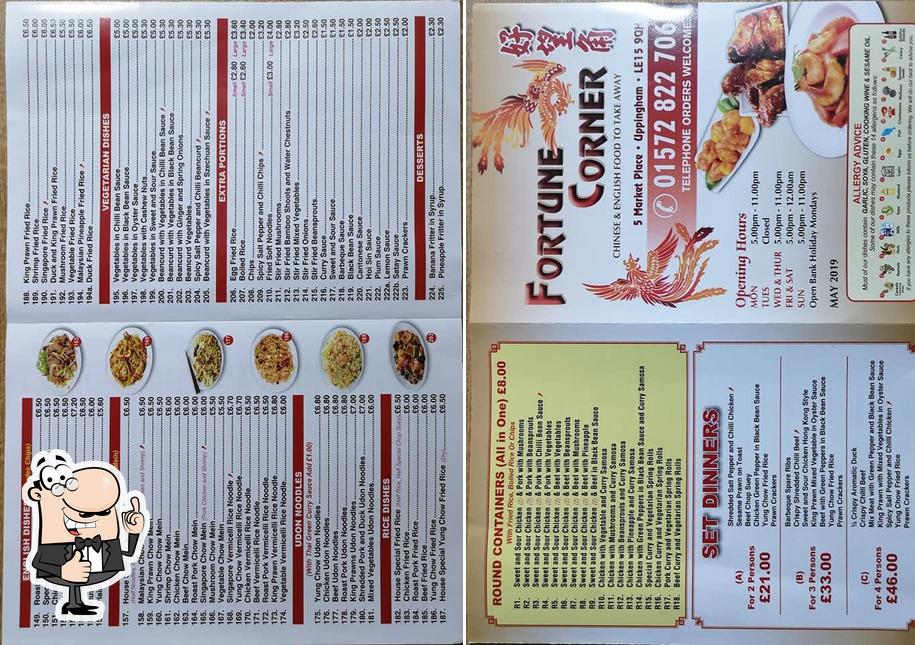 Fortune Corner in Uppingham Restaurant menu and reviews
