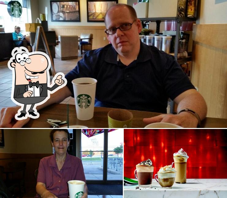 The picture of interior and dessert at Starbucks