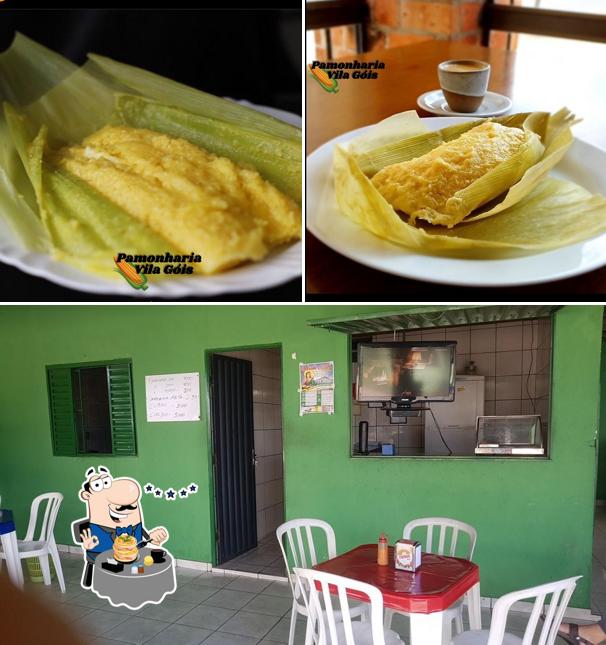 A imagem da comida e interior a Pamonharia Vila Boa