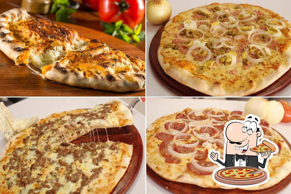 Escolha diferentes variedades de pizza