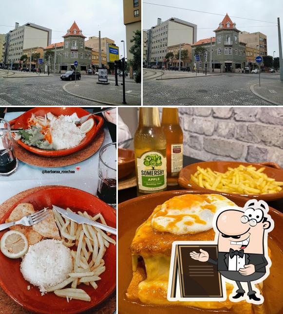 This is the picture depicting exterior and food at Cantinho do Jarbas