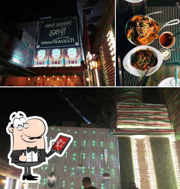 The picture of exterior and food at CHHOTI HAVELI