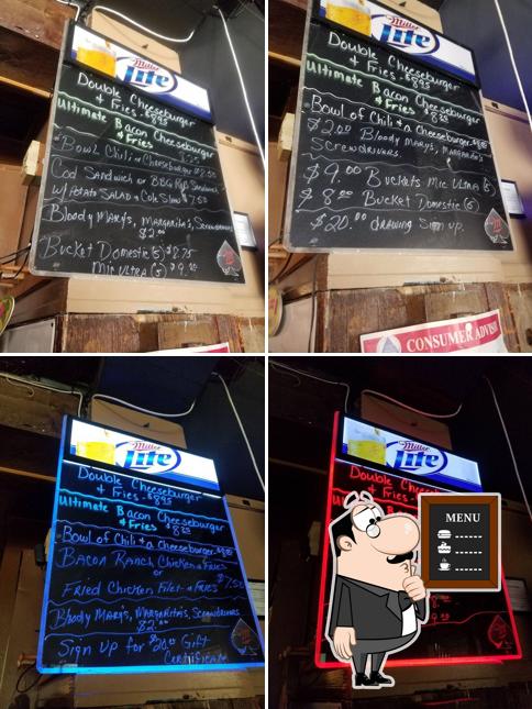 The blackboard menu lists available options
