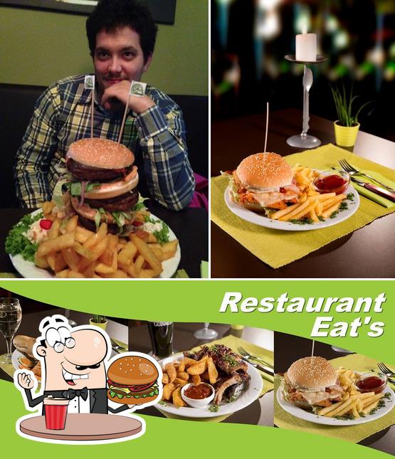 Commandez un hamburger à Eat's - Cafe. Restaurant. Lounge