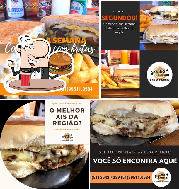 Experimente um hambúrguer no Bem Bom Lanches Xis Do Pretinho