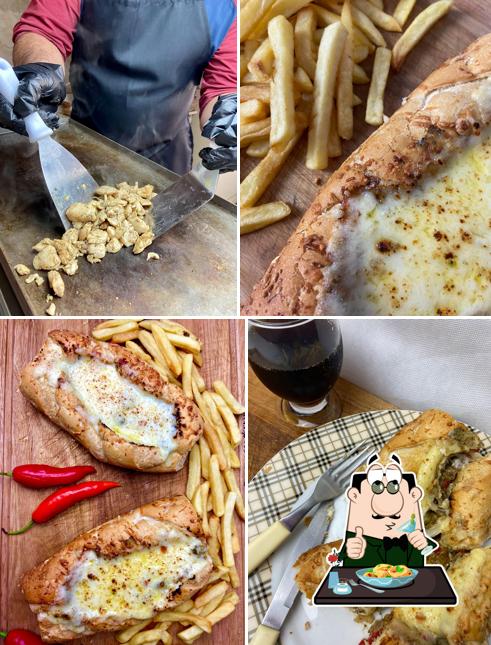 Comida em pao de alho do tche