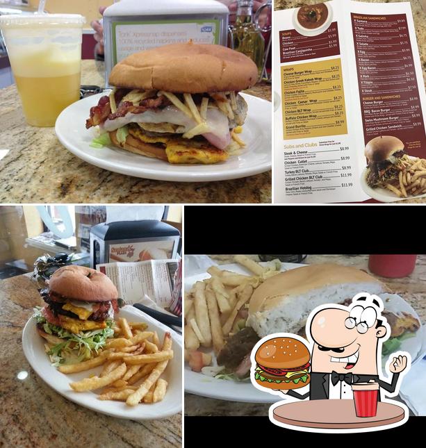 Try out a burger at Santana's Plaza Café