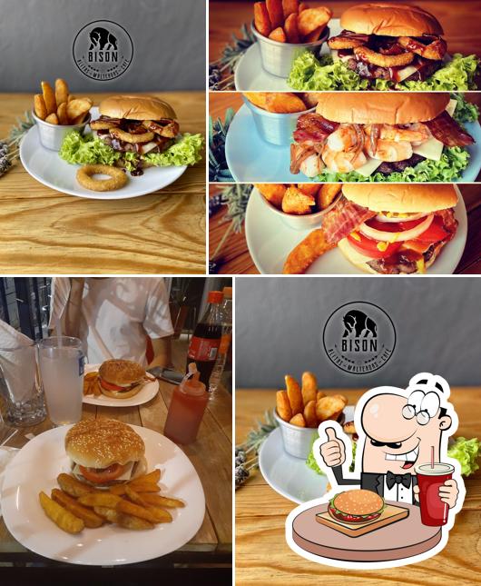 Try out a burger at BISON Alitas-Malteadas-Café