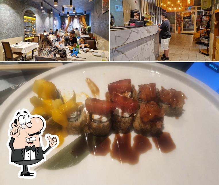 Mikaku sushi si caratterizza per la interni e cibo