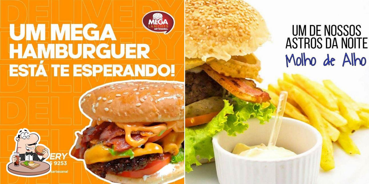 Experimente um hambúrguer no Mega Lanches